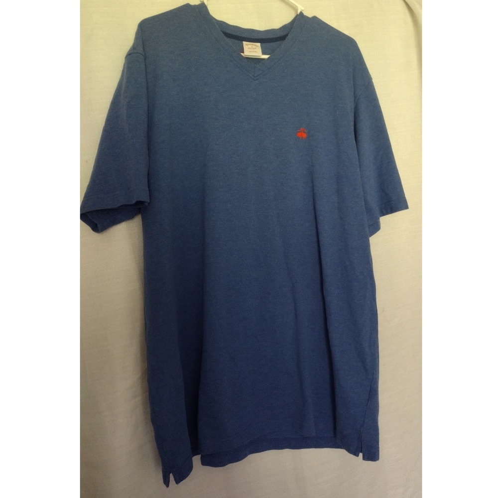 Brooks Brothers Men's V-Neck T-Shirt XL Blue Short Sleeve Classic Cotton